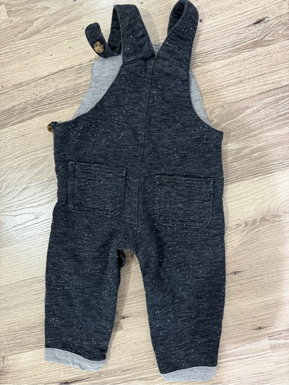 Carter's Charcoal Knit Overalls with Wooden Buttons
